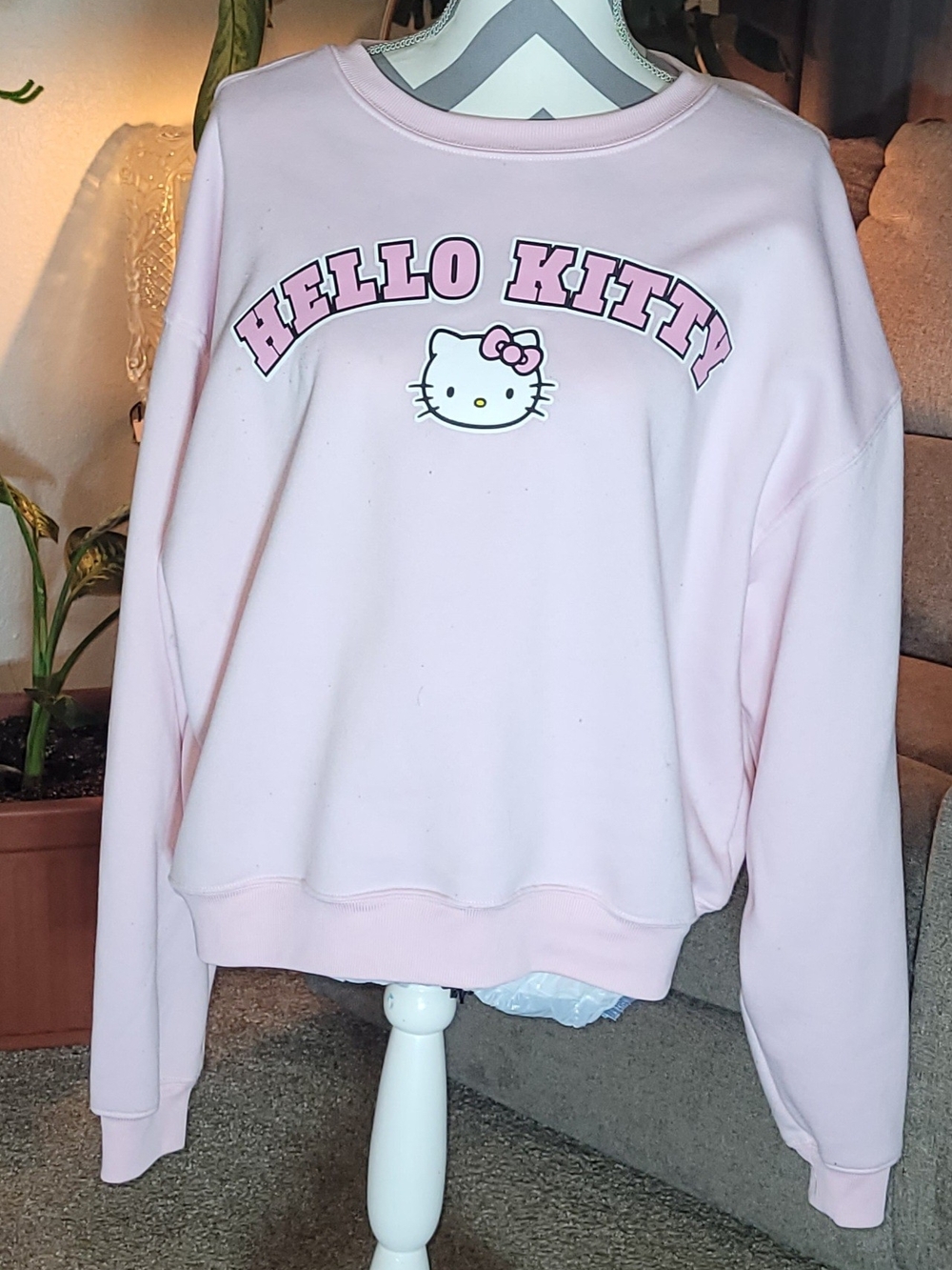 Hello Kitty Light Pink Graphic Crewneck Sweatshirt